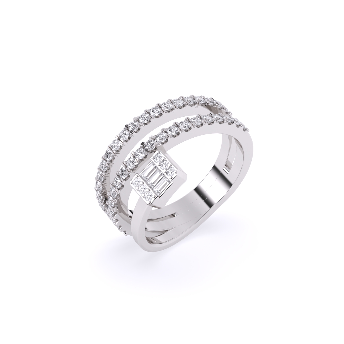 Minimal Line Baguette Center Diamond Ring