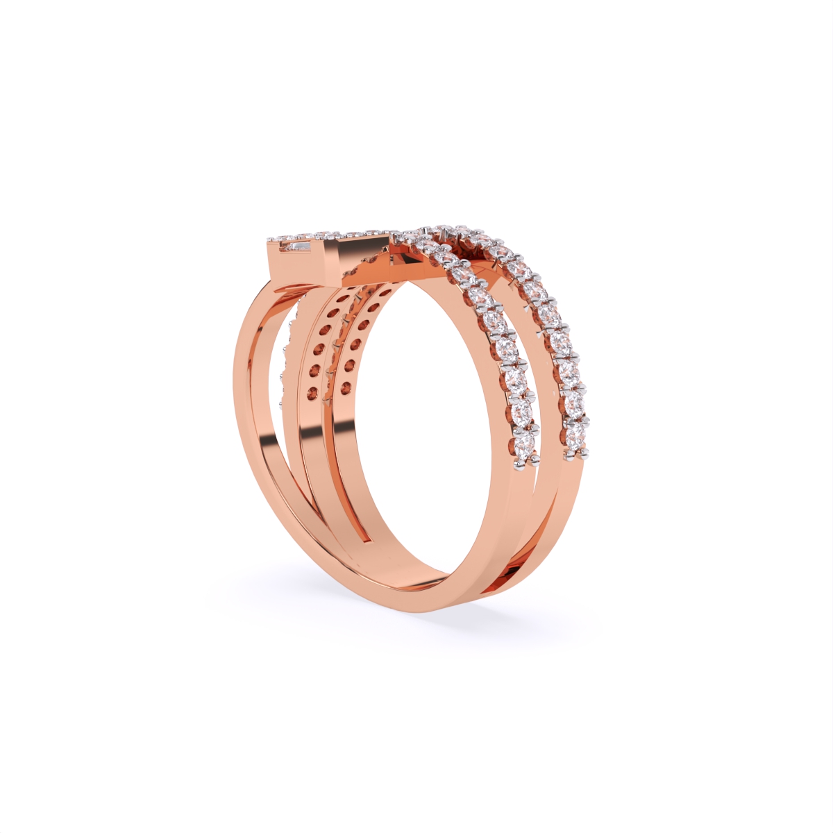 Minimal Line Baguette Center Diamond Ring