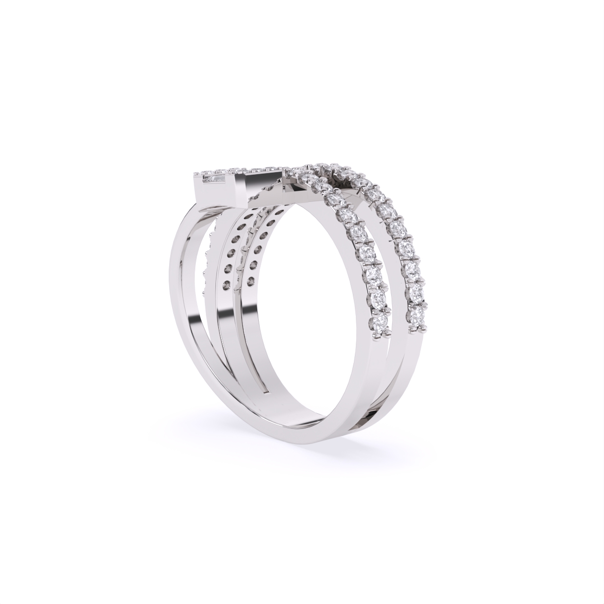 Minimal Line Baguette Center Diamond Ring