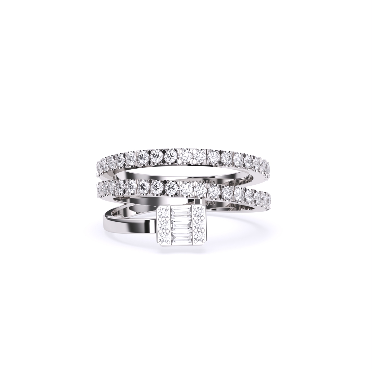 Minimal Line Baguette Center Diamond Ring