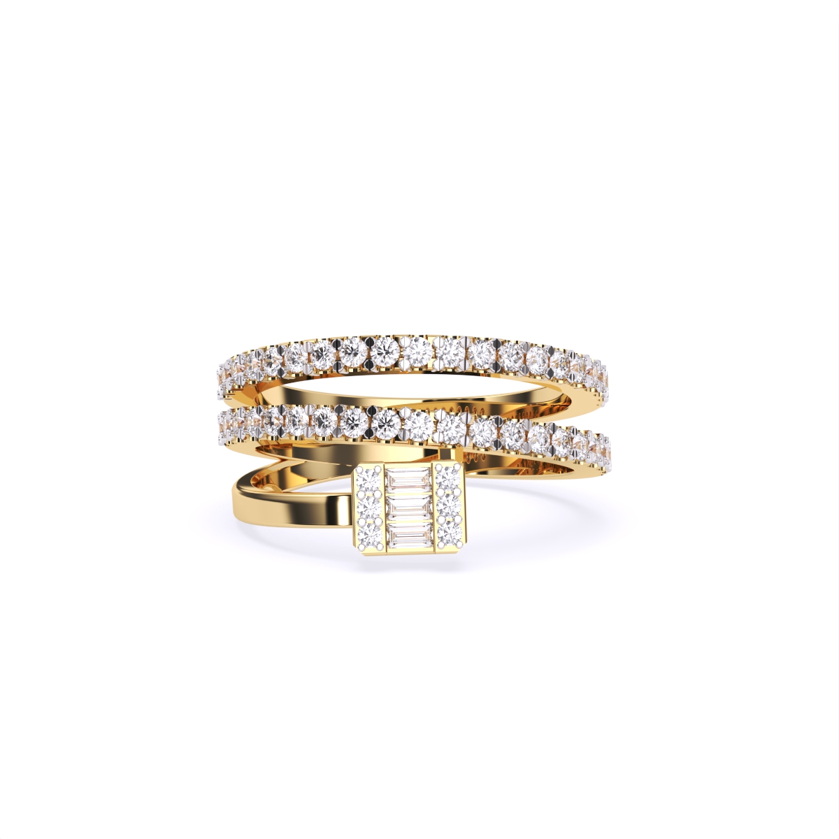 Minimal Line Baguette Center Diamond Ring