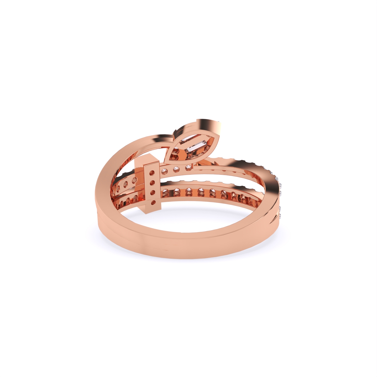 Modern Leaf-Cut Open Diamond Ring
