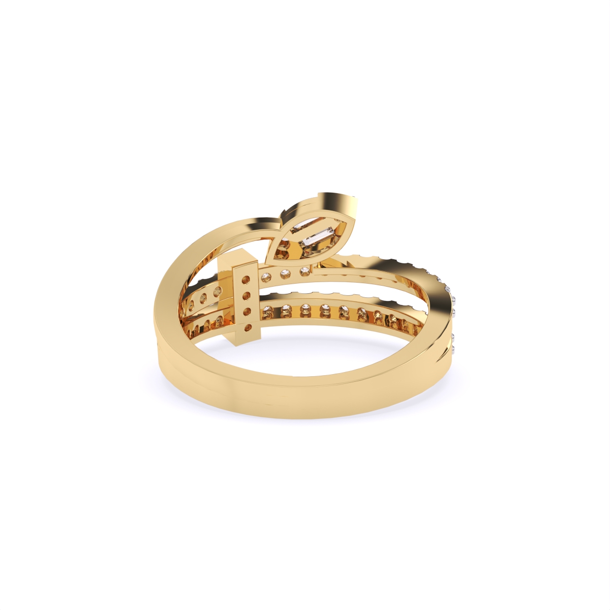 Modern Leaf-Cut Open Diamond Ring