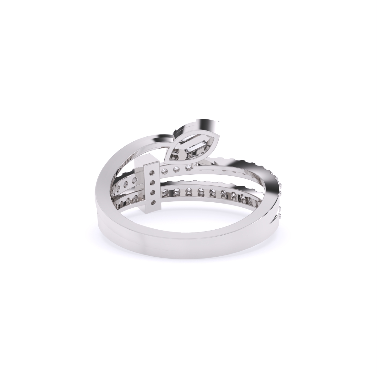 Modern Leaf-Cut Open Diamond Ring