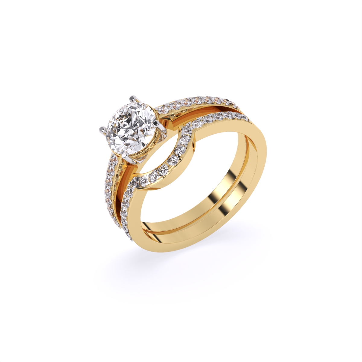 Timeless Round Cut Diamond Ring with Double Band