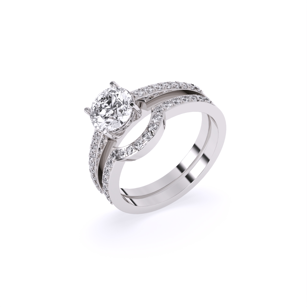Timeless Round Cut Diamond Ring with Double Band