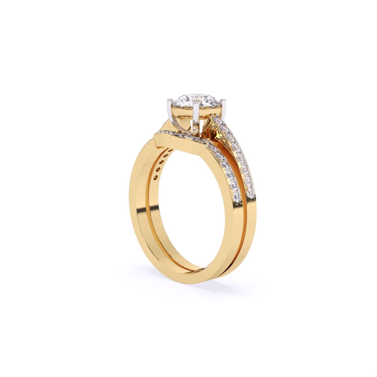 Timeless Round Cut Diamond Ring with Double Band