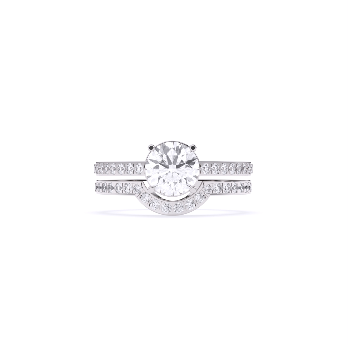 Timeless Round Cut Diamond Ring with Double Band