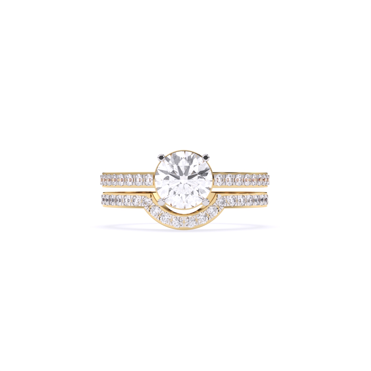Timeless Round Cut Diamond Ring with Double Band