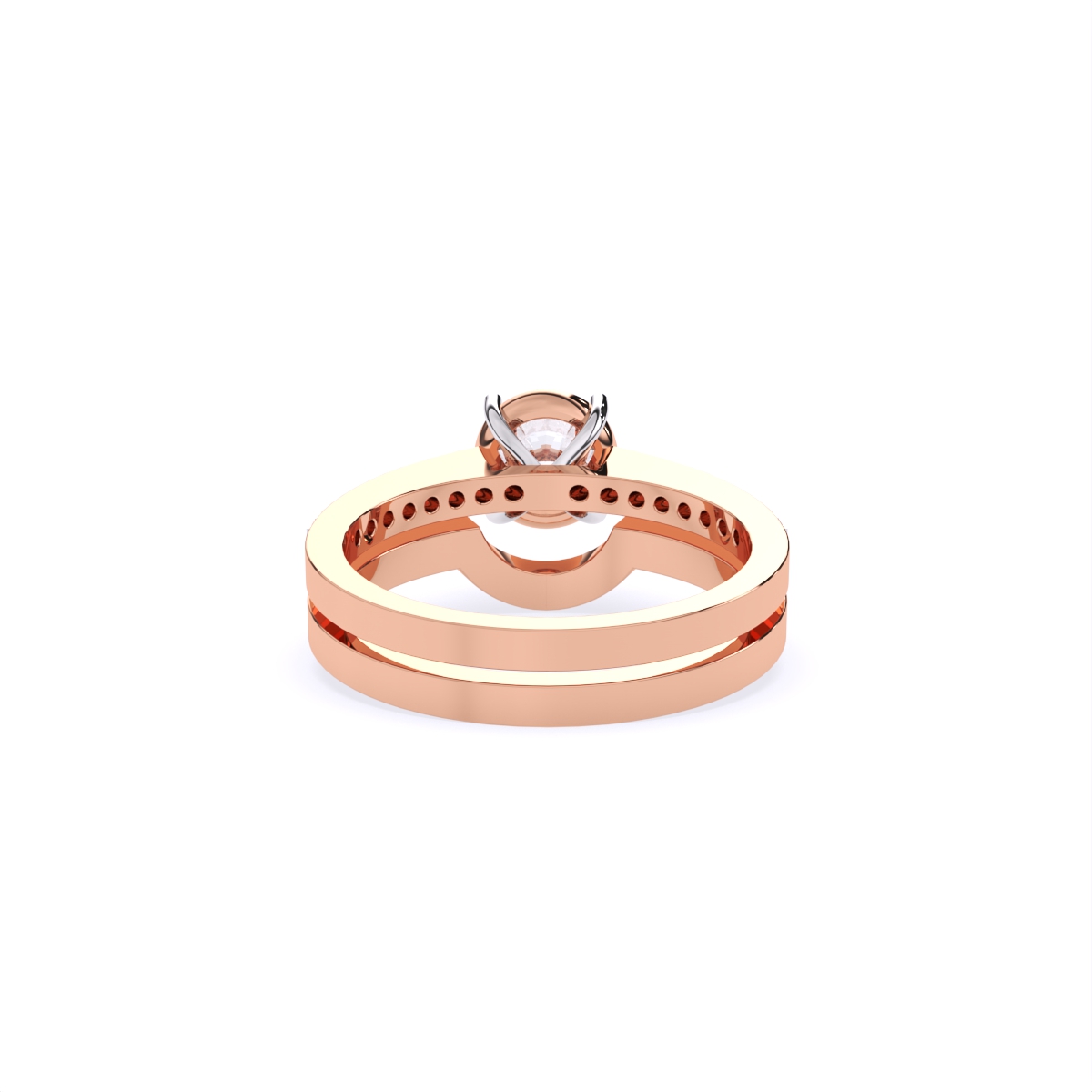 Curved Round Cut Diamond Ring With Double Band