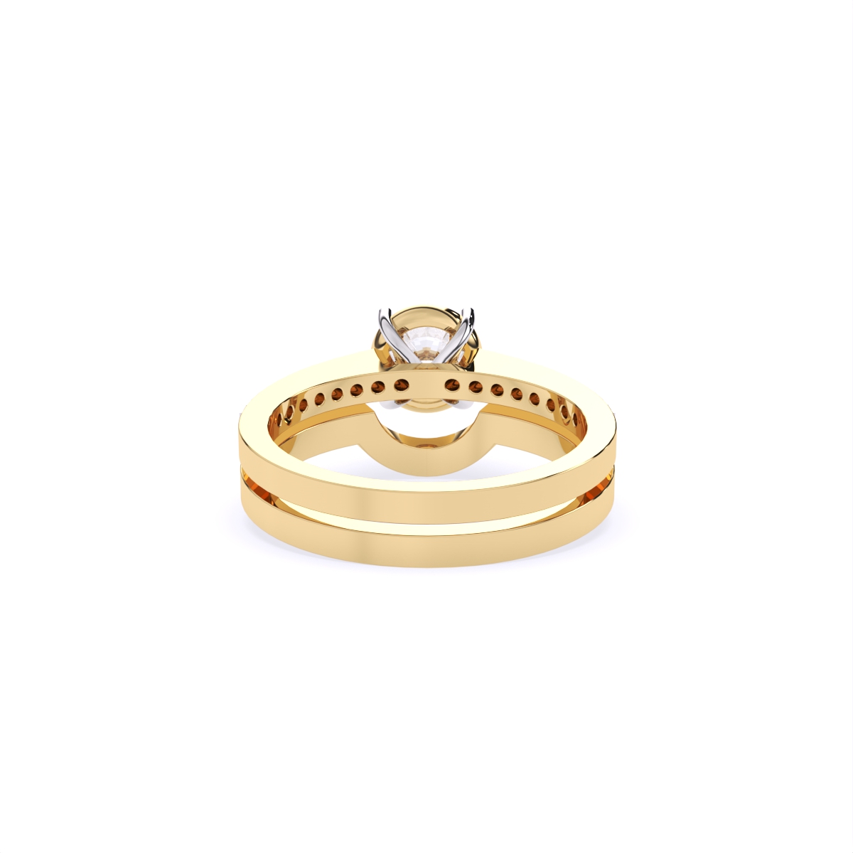 Curved Round Cut Diamond Ring With Double Band