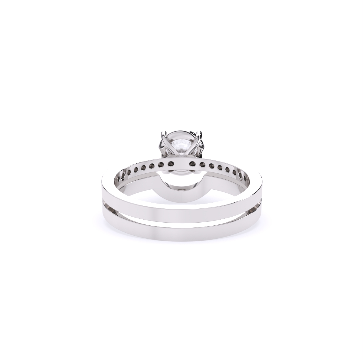 Curved Round Cut Diamond Ring With Double Band