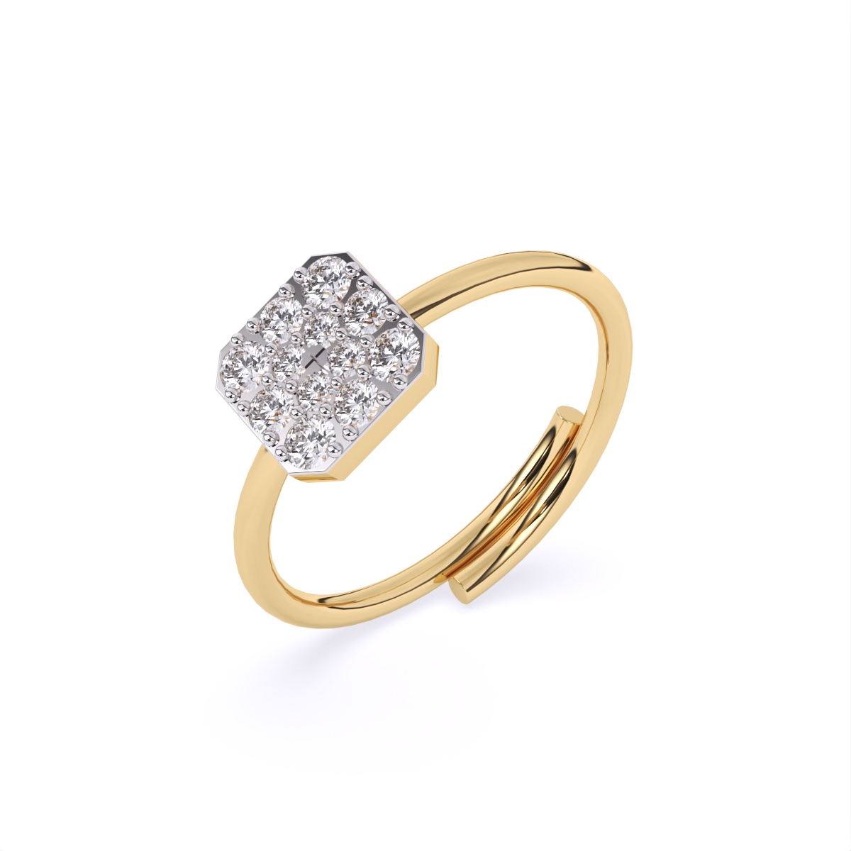 Sleek Rhodium Square Diamond Ring