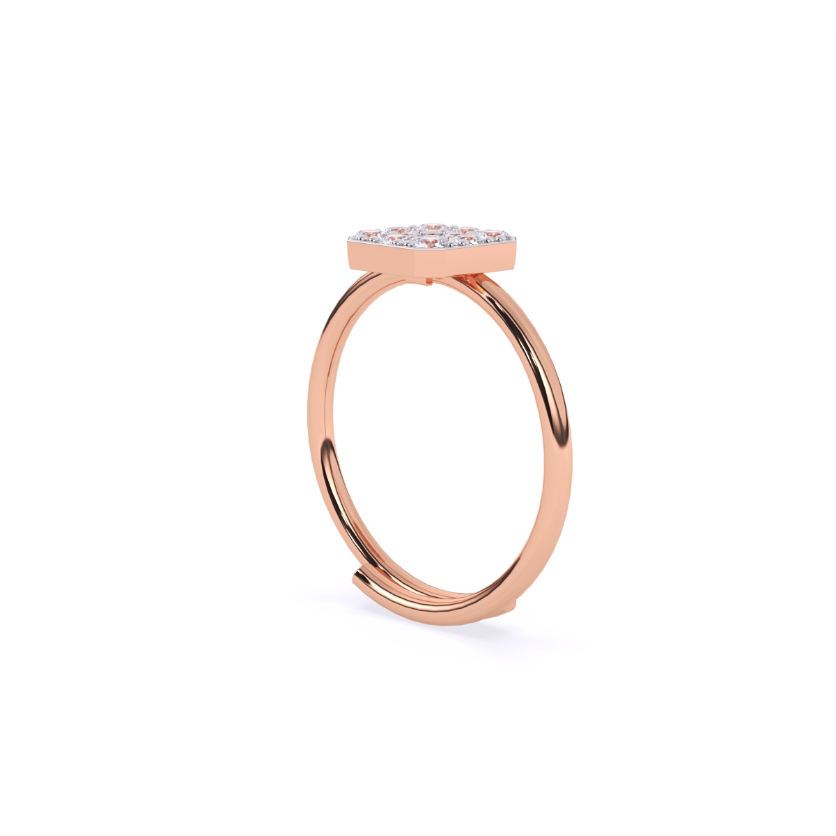 Sleek Rhodium Square Diamond Ring