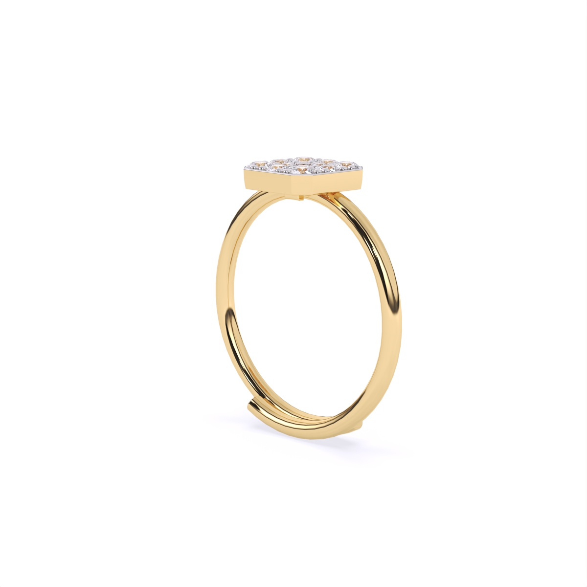 Sleek Rhodium Square Diamond Ring