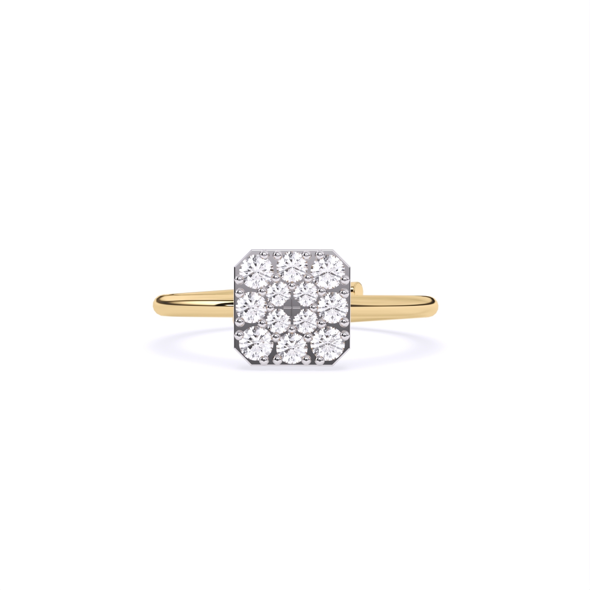 Sleek Rhodium Square Diamond Ring