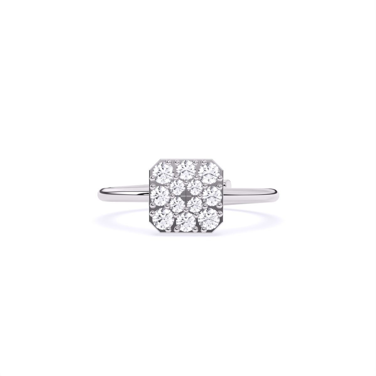 Sleek Rhodium Square Diamond Ring