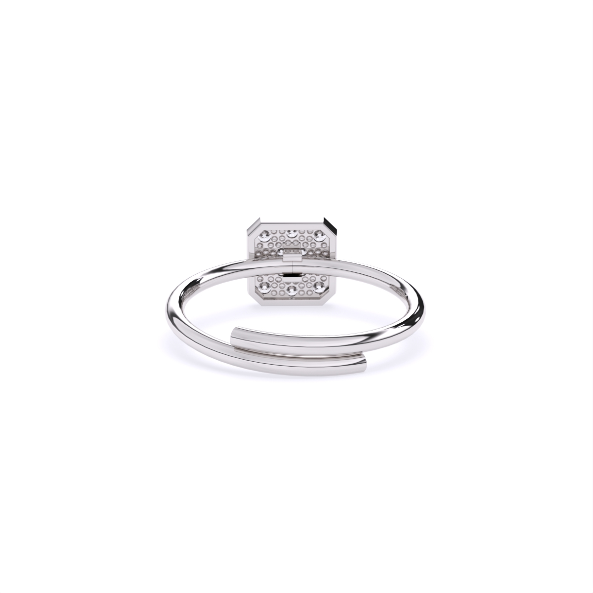 Sleek Rhodium Square Diamond Ring