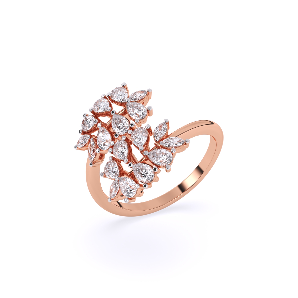 Leaf Style Diamond Cluster Ring