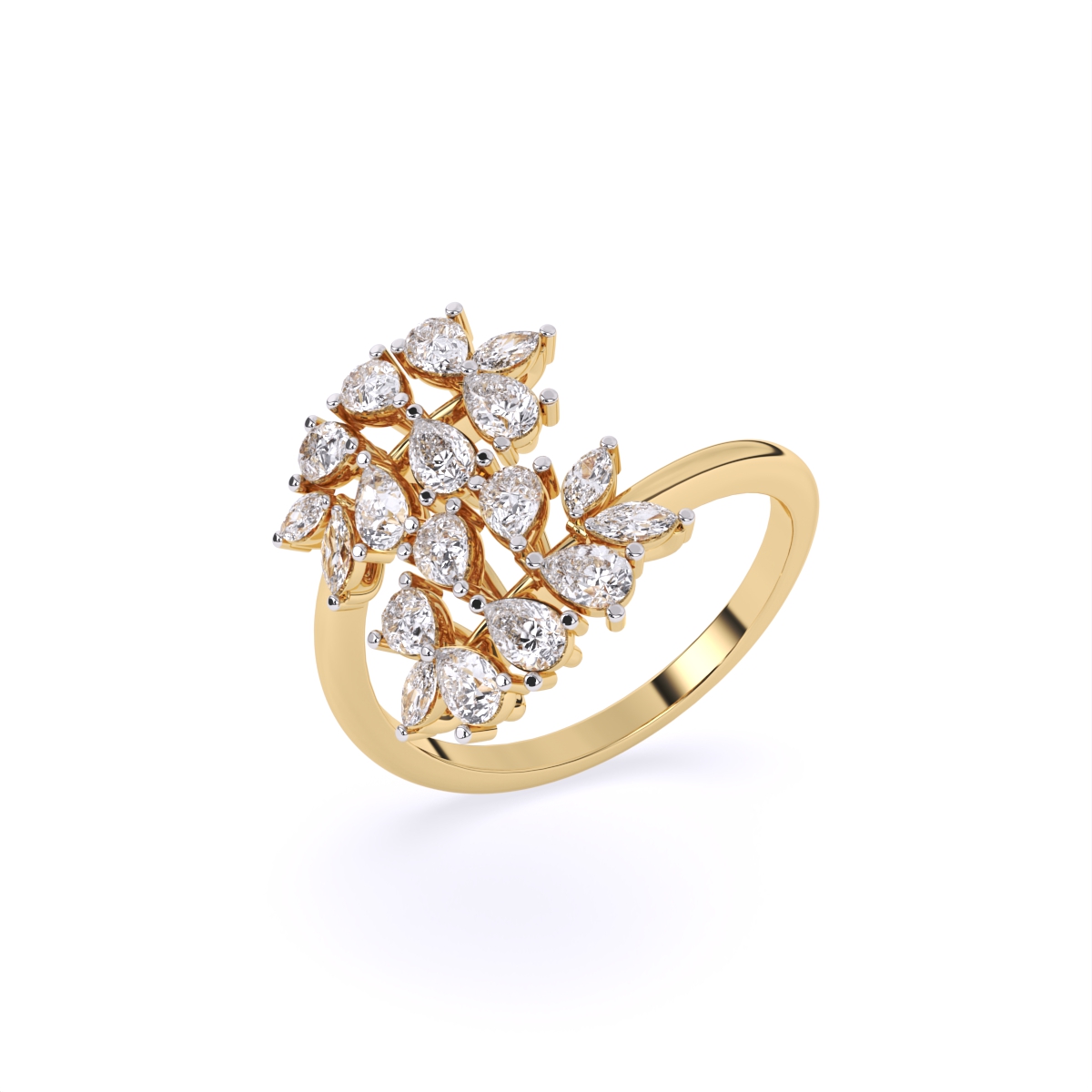 Leaf Style Diamond Cluster Ring