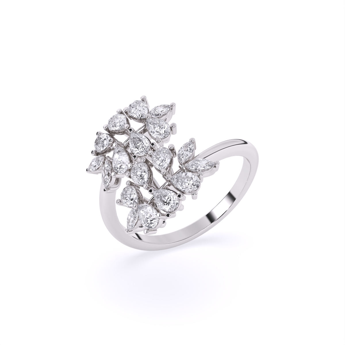 Leaf Style Diamond Cluster Ring