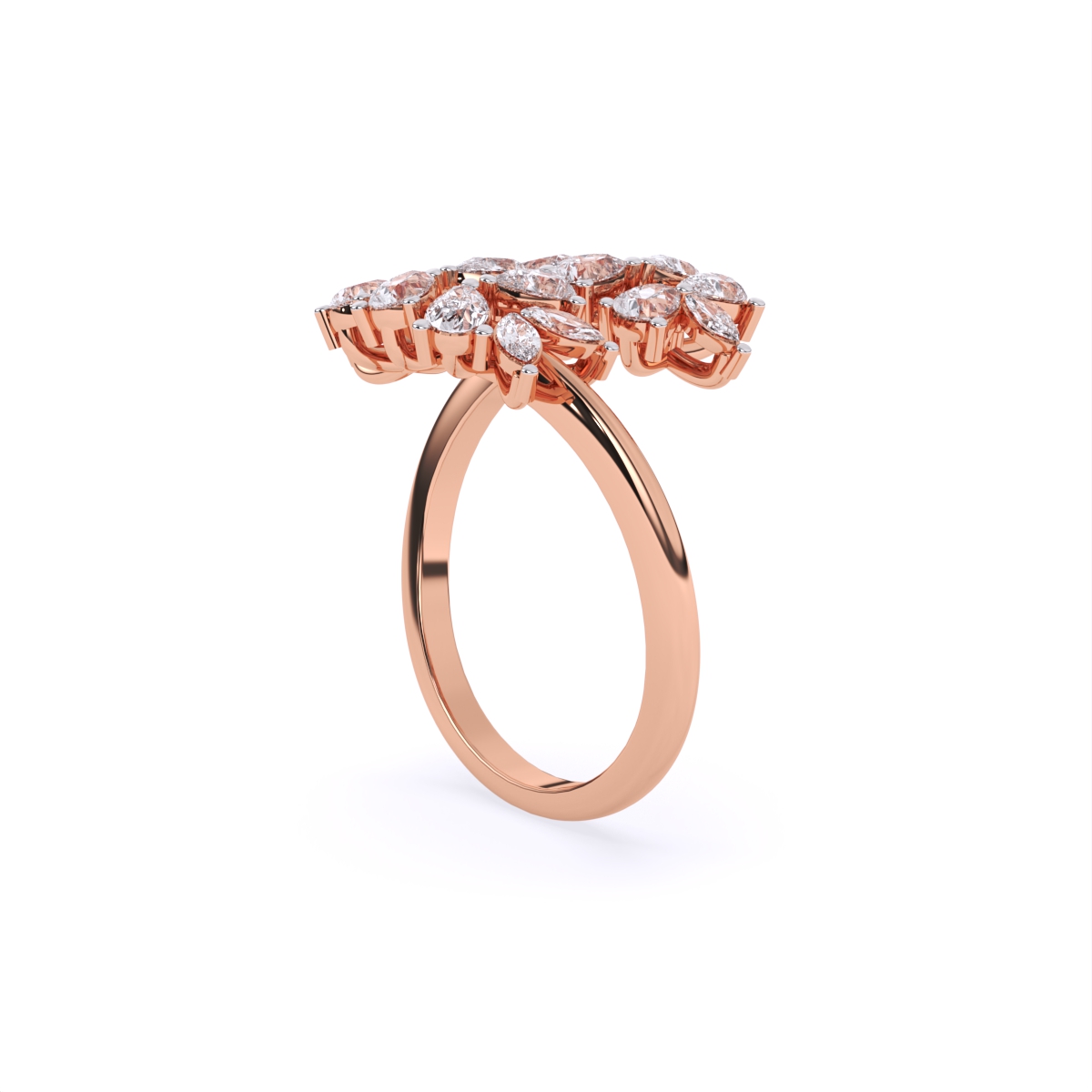 Leaf Style Diamond Cluster Ring