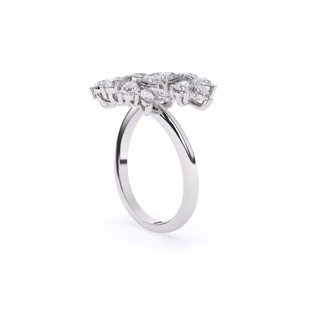 Leaf Style Diamond Cluster Ring