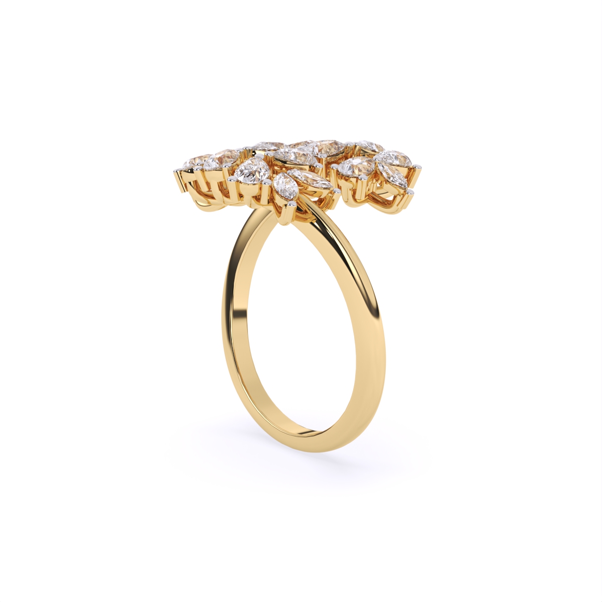 Leaf Style Diamond Cluster Ring