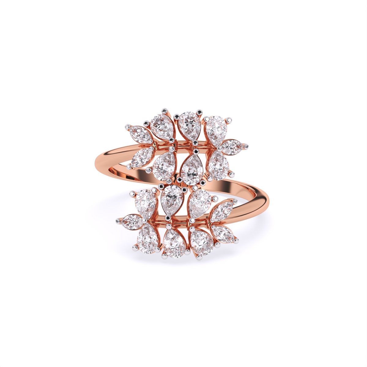 Leaf Style Diamond Cluster Ring