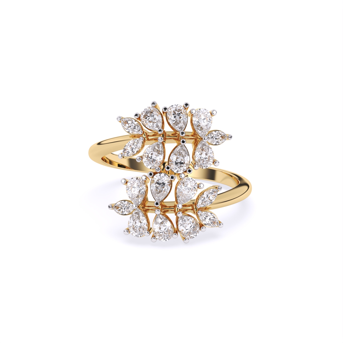 Leaf Style Diamond Cluster Ring