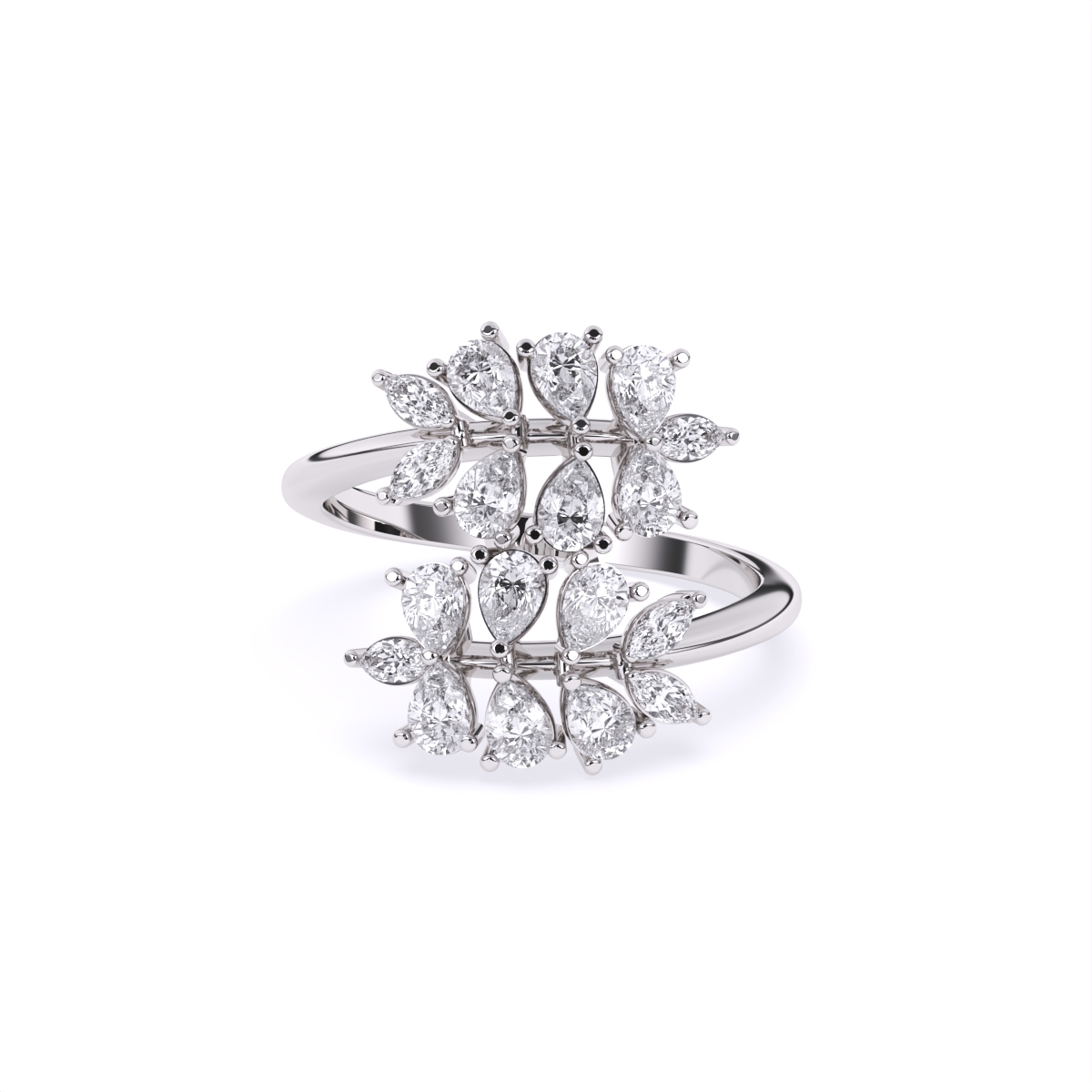 Leaf Style Diamond Cluster Ring