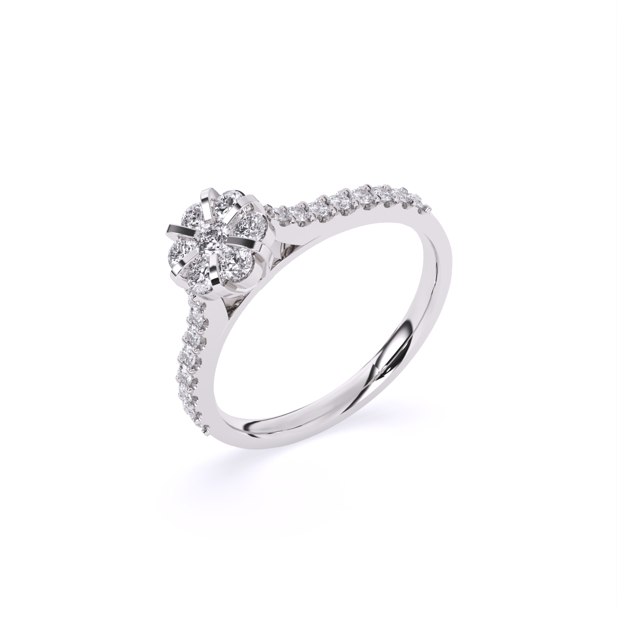Center Blossom Mini Diamond Ring