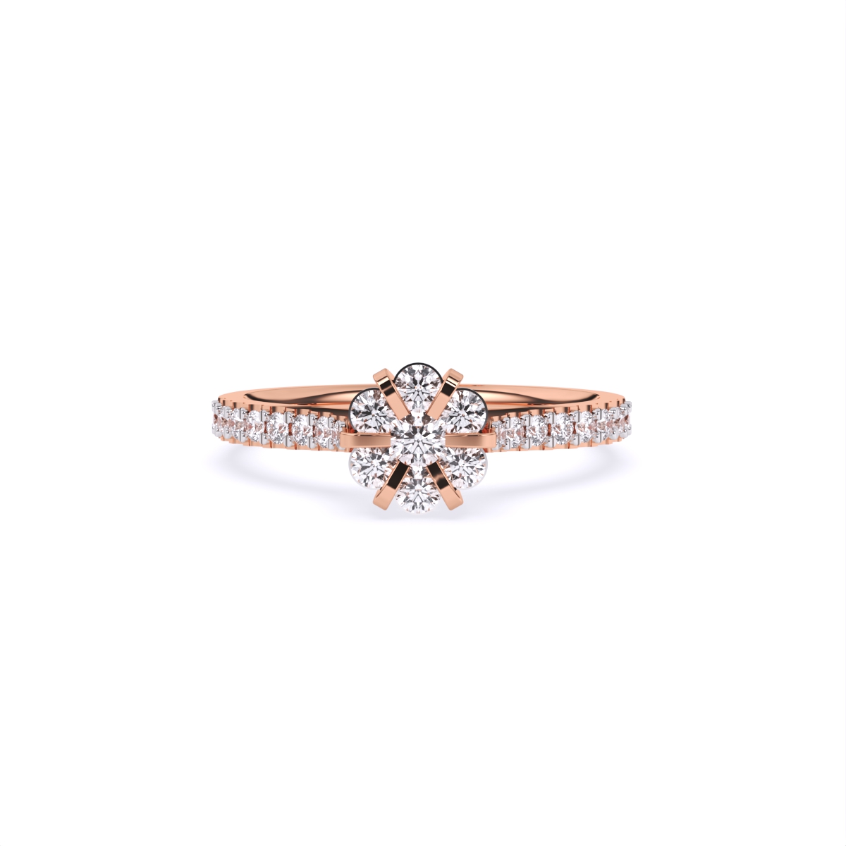 Center Blossom Mini Diamond Ring