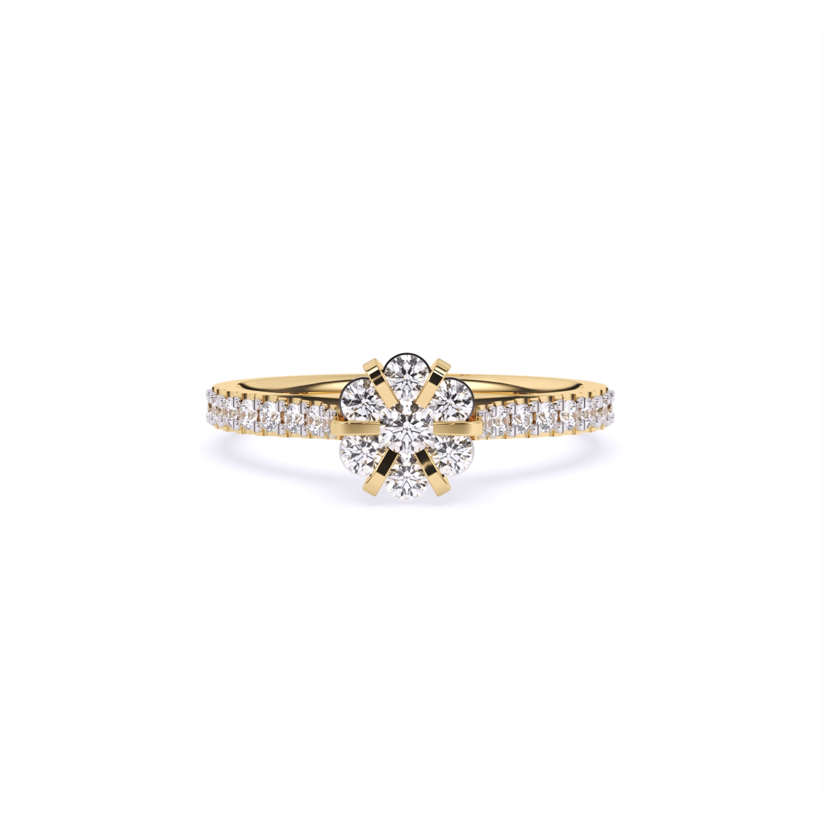 Center Blossom Mini Diamond Ring