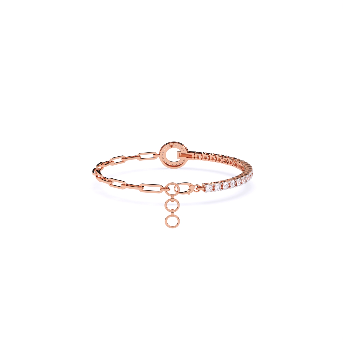 Stylish Link and Loop Diamond Bracelet