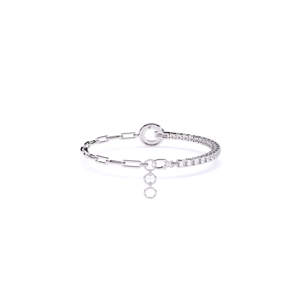 Stylish Link and Loop Diamond Bracelet