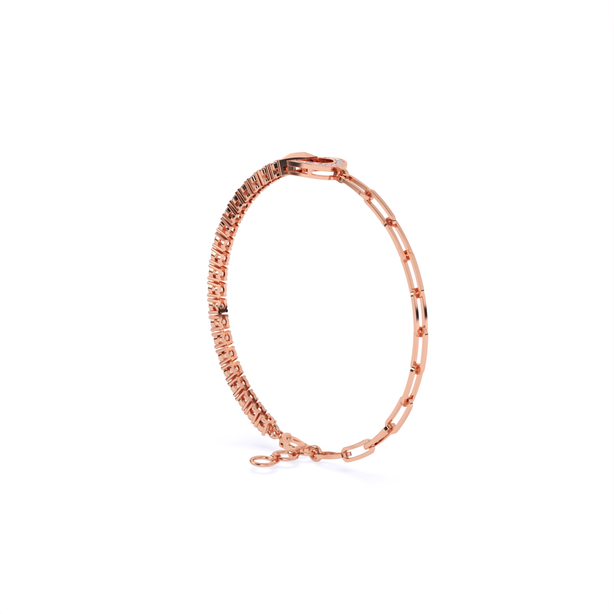Stylish Link and Loop Diamond Bracelet