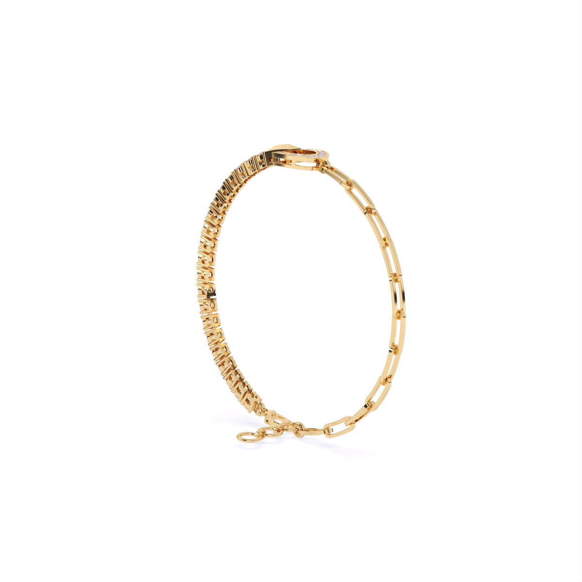 Stylish Link and Loop Diamond Bracelet