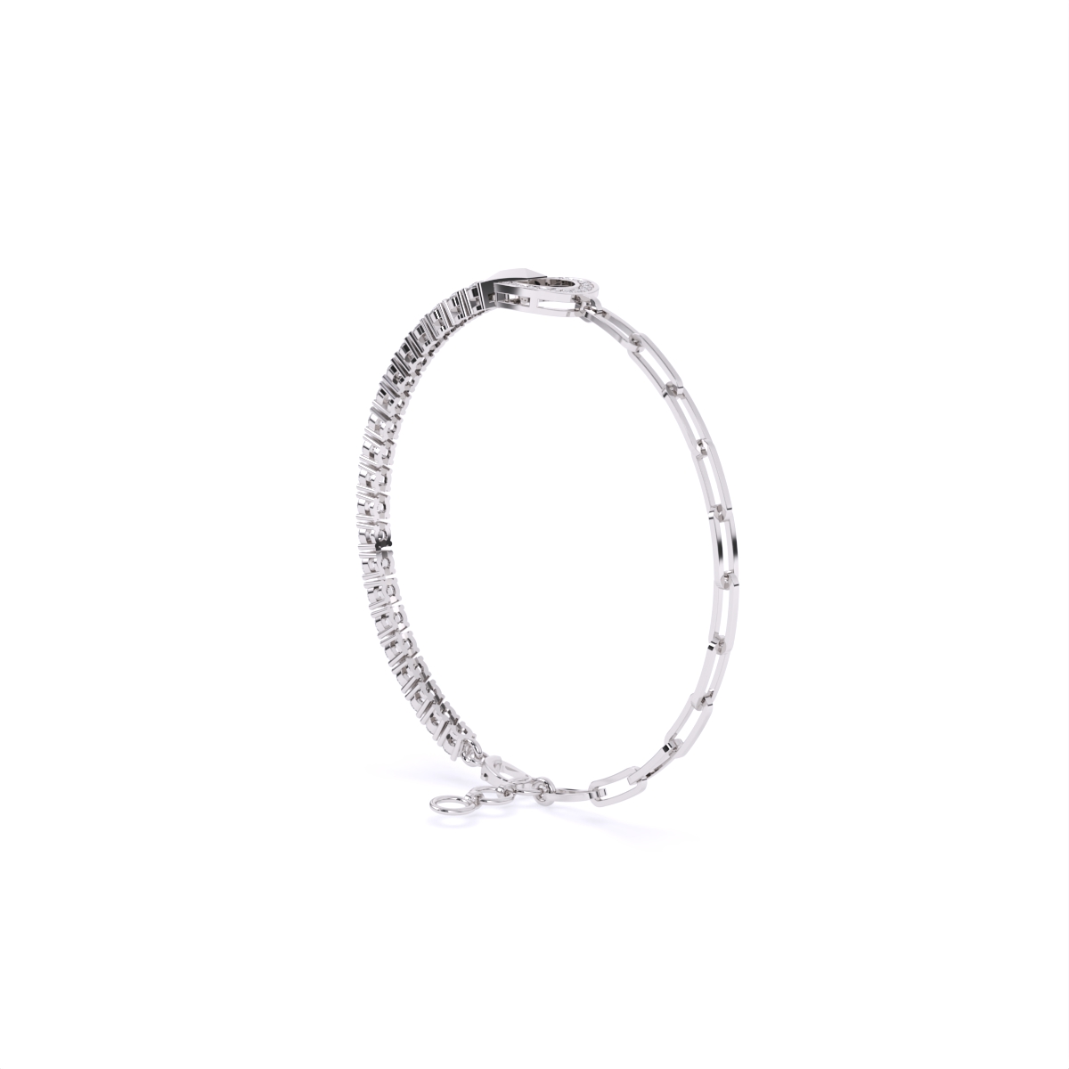 Stylish Link and Loop Diamond Bracelet
