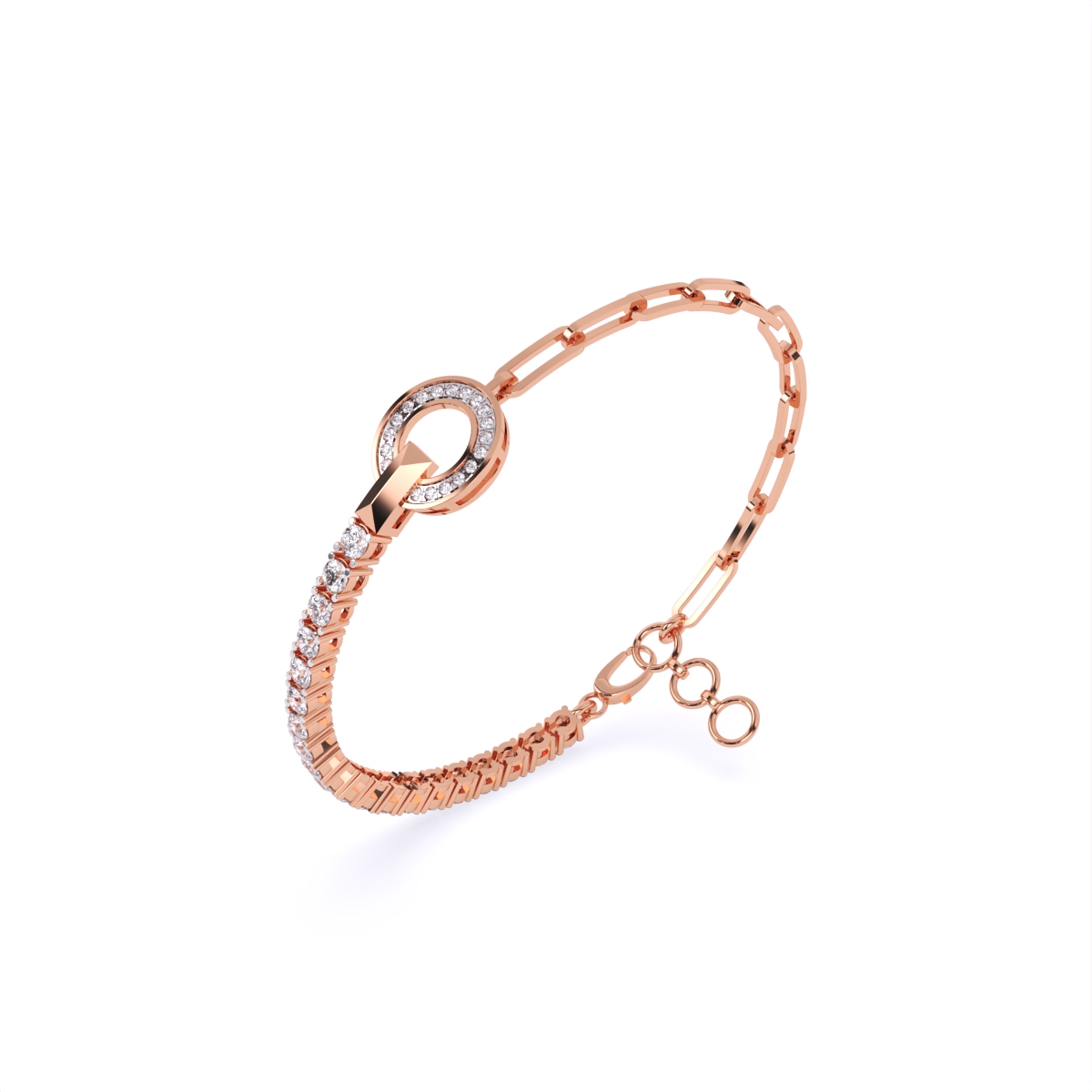 Stylish Link and Loop Diamond Bracelet