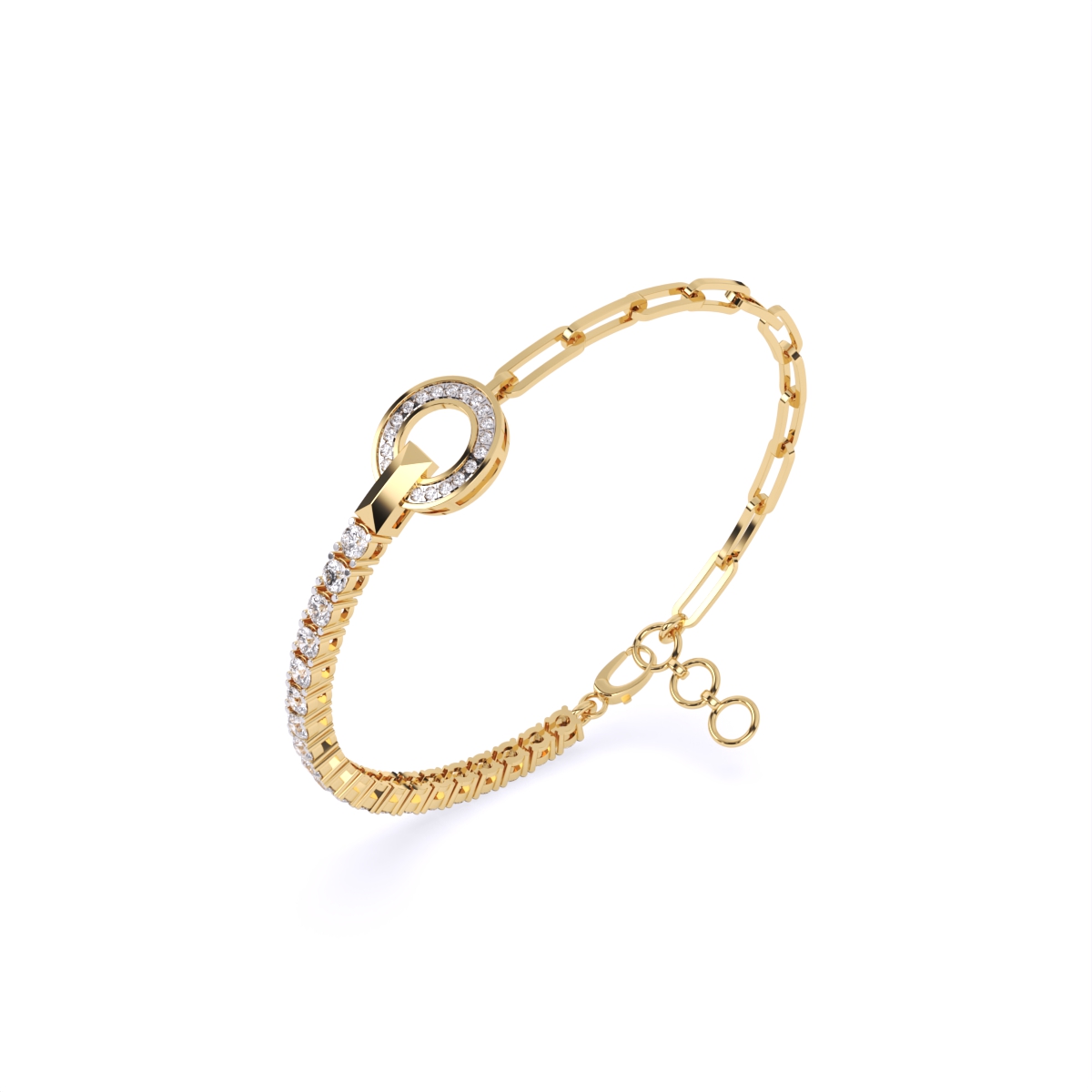 Stylish Link and Loop Diamond Bracelet