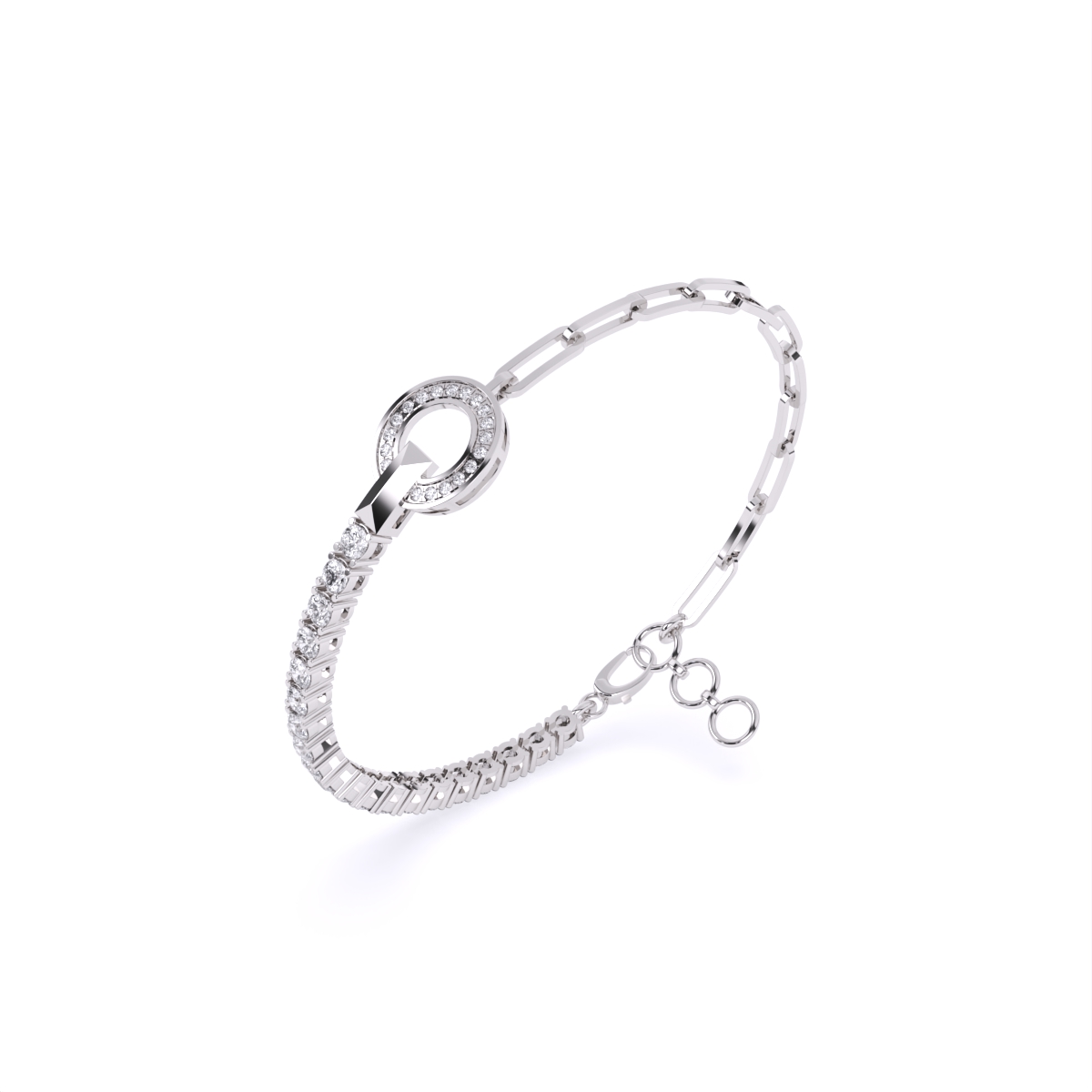 Stylish Link and Loop Diamond Bracelet