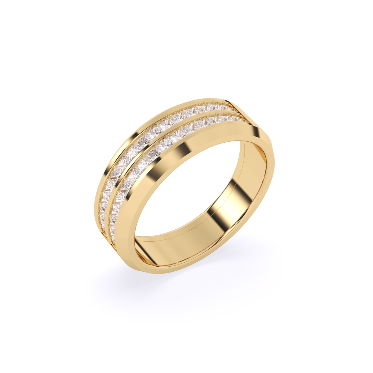 Twin Track Diamond Statement Band Ring