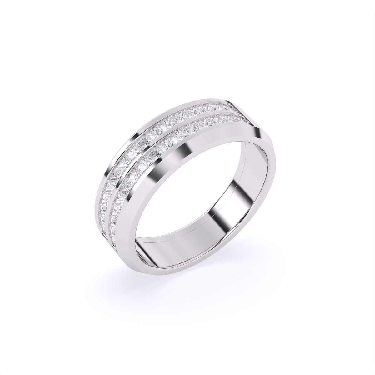Twin Track Diamond Statement Band Ring