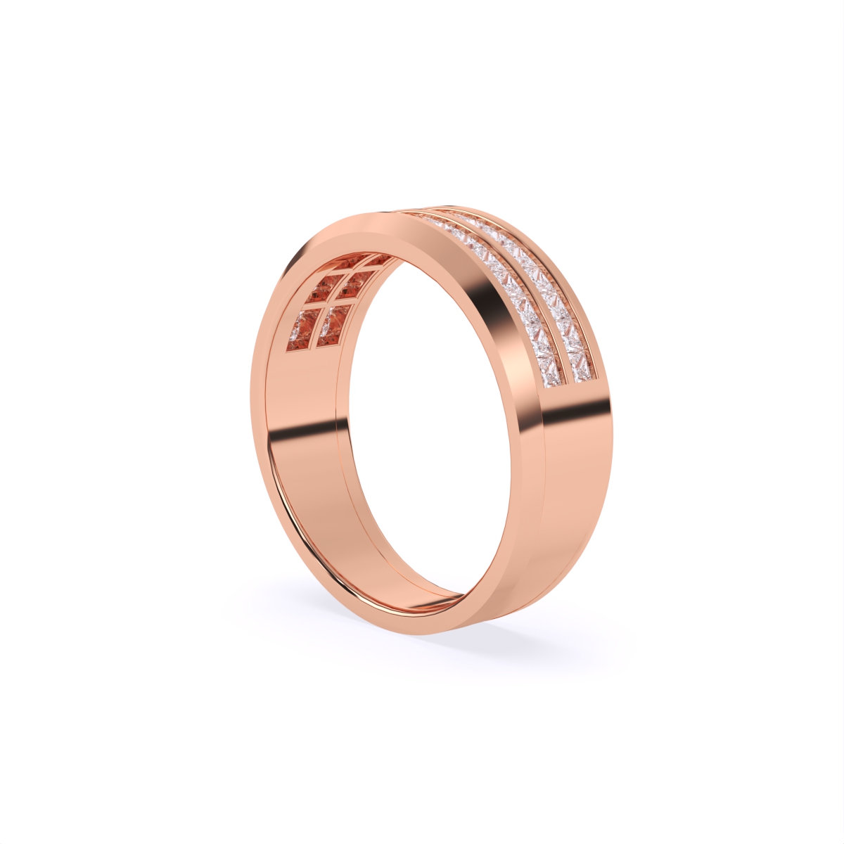 Twin Track Diamond Statement Band Ring
