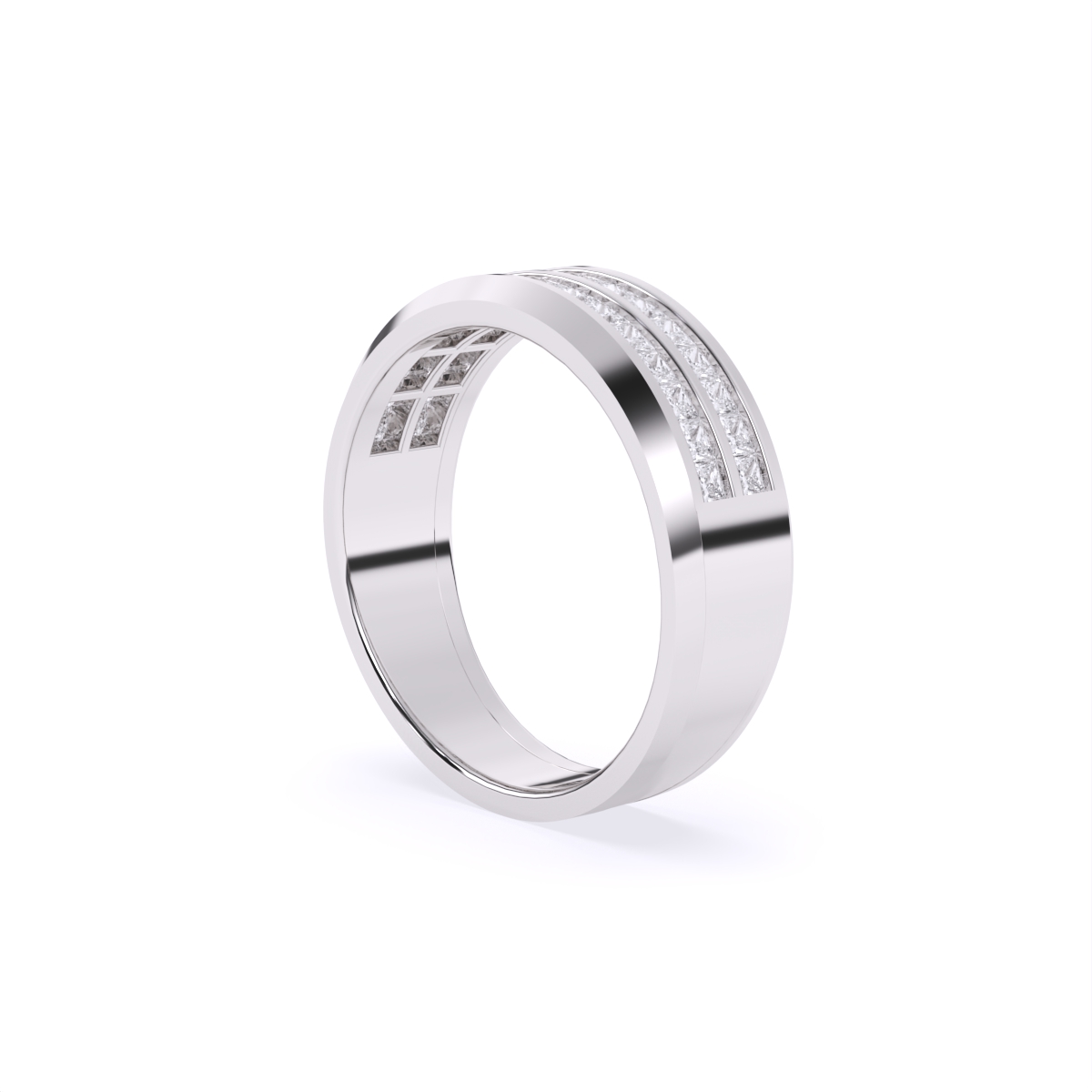 Twin Track Diamond Statement Band Ring