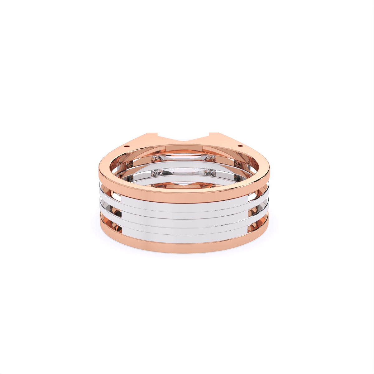Modern Two-Tone Band with Emerald Cut Diamond Centerpiece