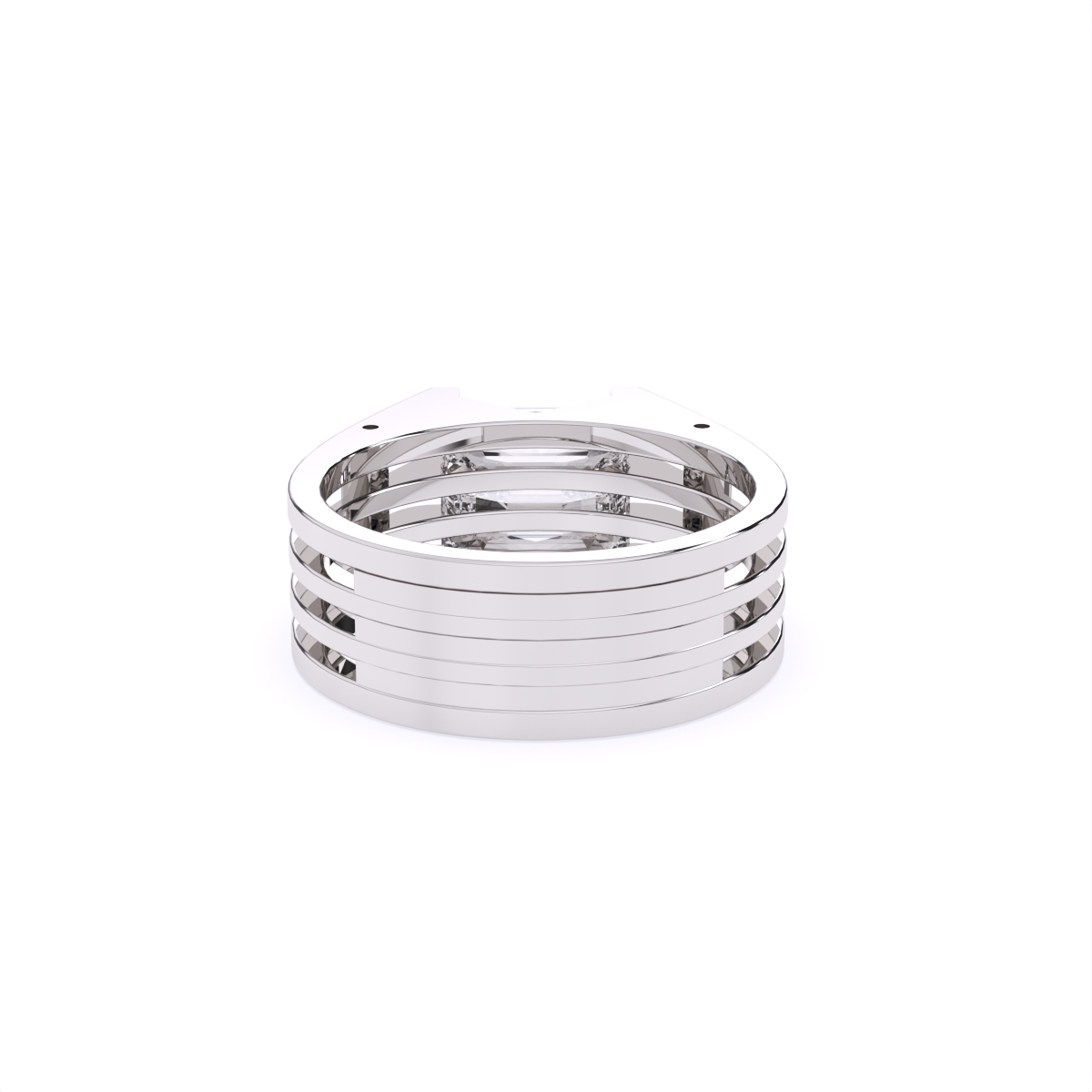 Modern Two-Tone Band with Emerald Cut Diamond Centerpiece