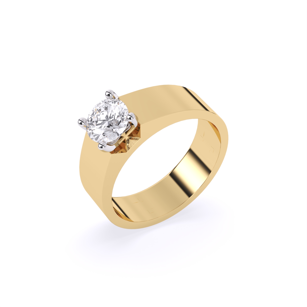 Bold Solitaire Center Stone Men’s Broad Band Ring