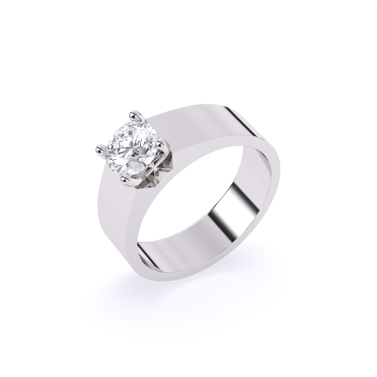 Bold Solitaire Center Stone Men’s Broad Band Ring